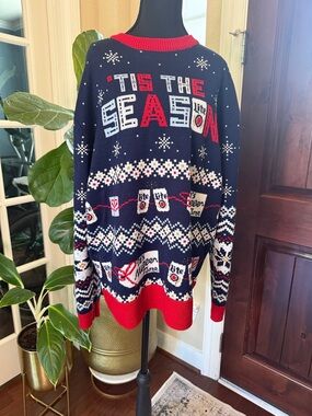 Miller Lite Tis The Season Navy & Red Ugly Holiday Sweater Size XL